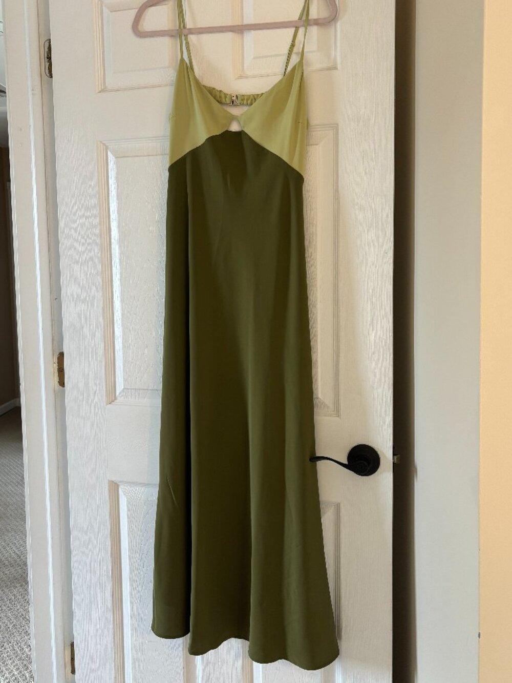 Abercrombie & Fitch Julia Slip Cutout Maxi Dress- moss green